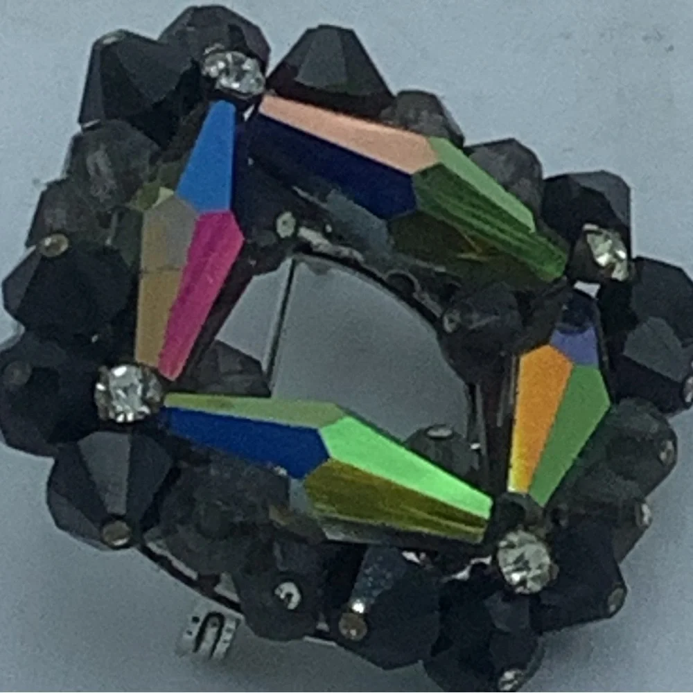 Square Black/Multicolor Brooch